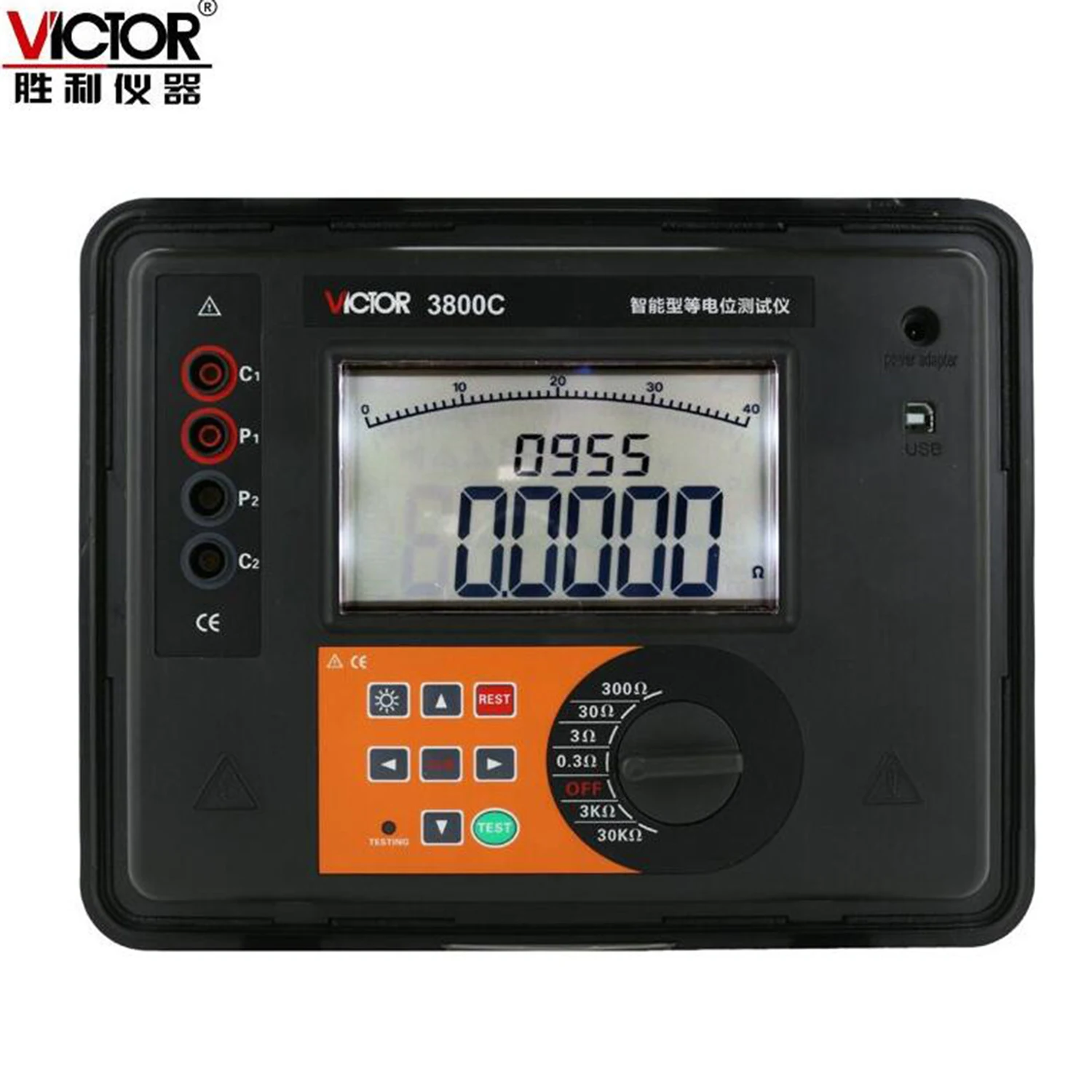 VICTOR 3800C VC3800C Intelligent Equipotential Tester DC Low Resistance Tester Ohmmeter Micro Resistance Meter.