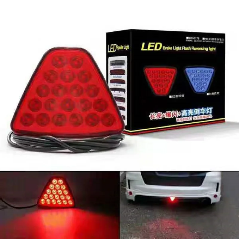 12v universal lâmpada de sinal de freio f1 estilo triângulo desportivo 20 15 led luz nevoeiro traseira tail cauda terceira lâmpada de freio drl drl para toyota prius