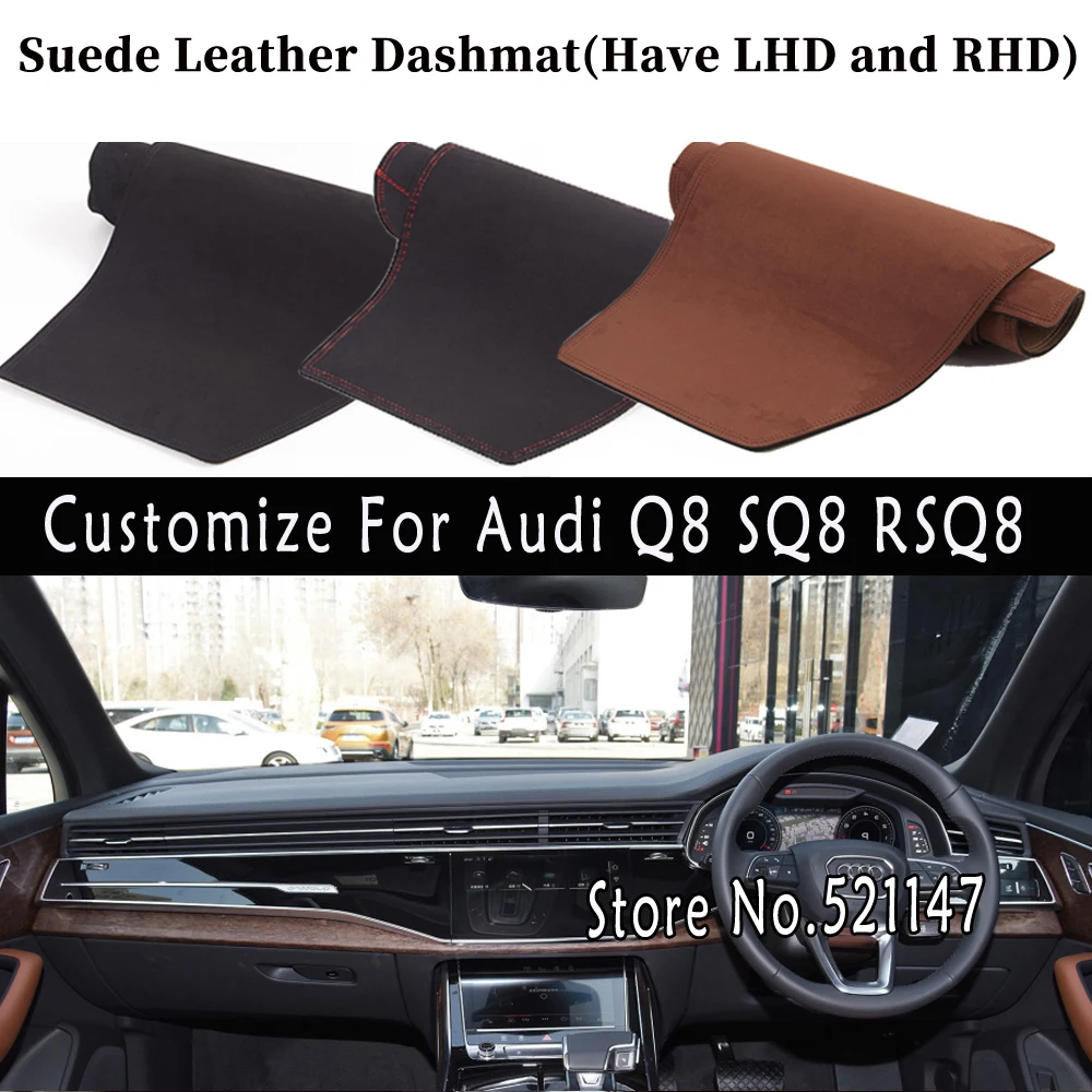 Accessories Car-styling Suede Leather Dashmat Dashboard Cover Dash Mat Carpet For Audi Q8 SQ8 RSQ8 2019 2020 2021 2022