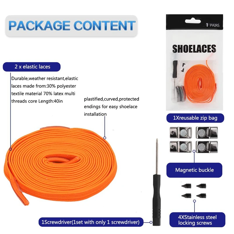 Magnetic Shoelace Elastic Flat Shoe laces No Tie Shoelaces Quick Magnetic Lock Lazy Laces for Kids and Adult 24 Colors image 5