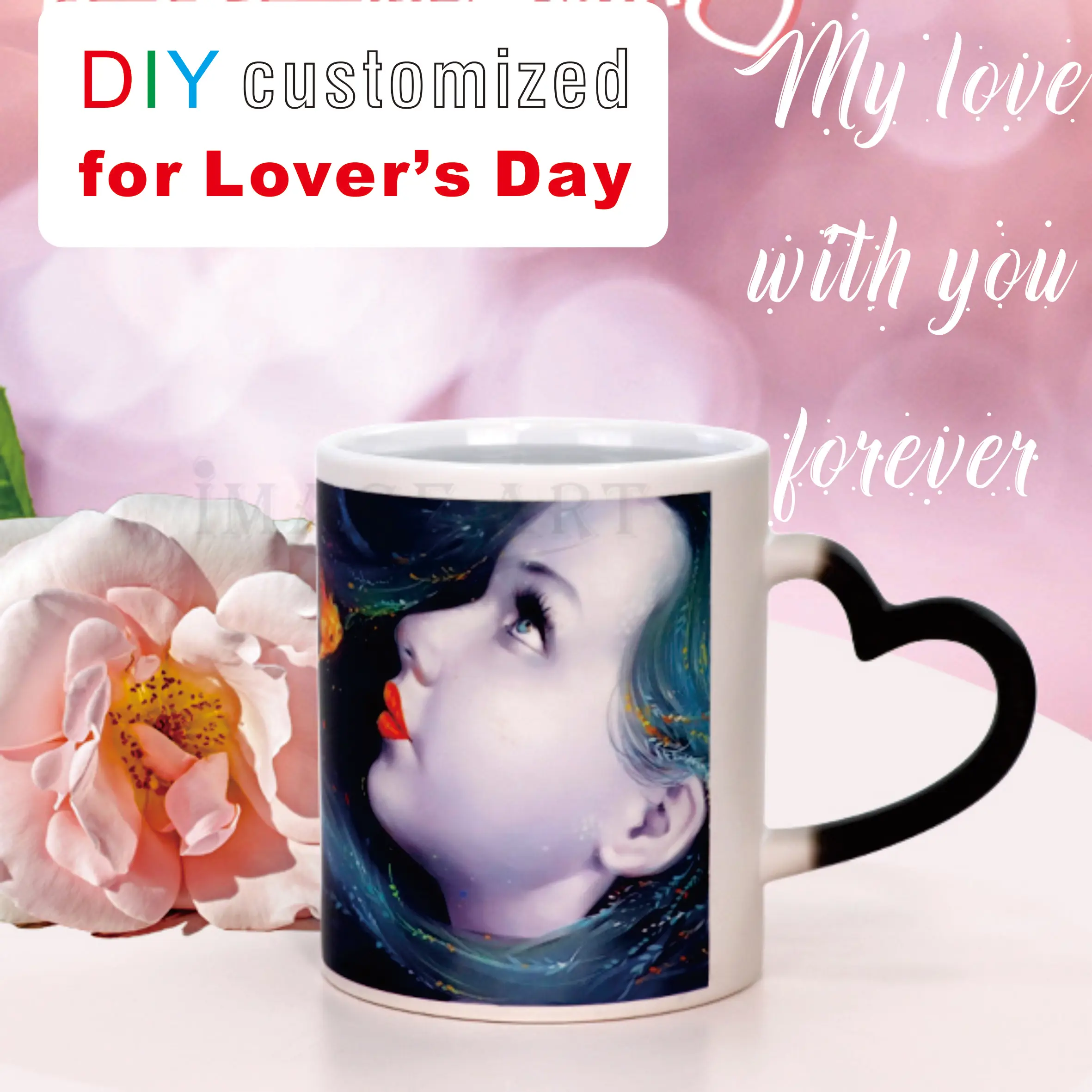 Valentine\'s Day Gift DIY Customized 350ML 12oz Ceramic Magic Mug Print Picture Photo LOGO Text Hot Water Change Colors