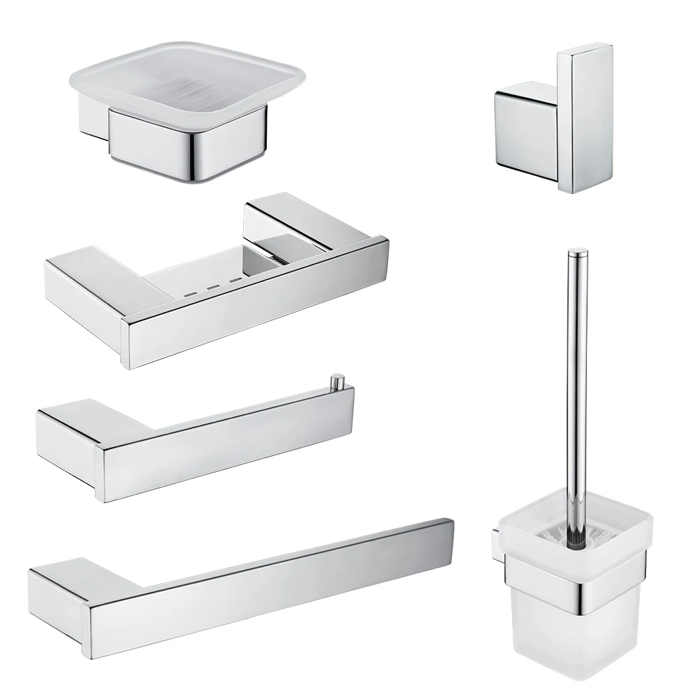 SUS 304 In Acciaio Inox Attrezzatue E Accessori Per Il Bagno Set Chrome Robe Gancio Toilet Brush Holder Carta Asciugamano Bar Accessori Per il Bagno