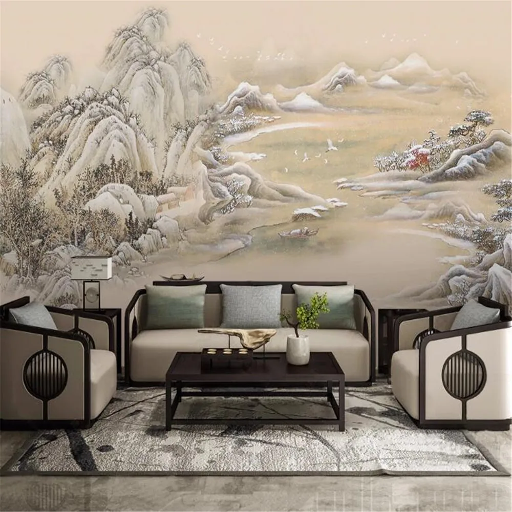 

Milofi Custom photo wallpaper 3D printing new Chinese artistic conception landscape scenery background wall decoration painting