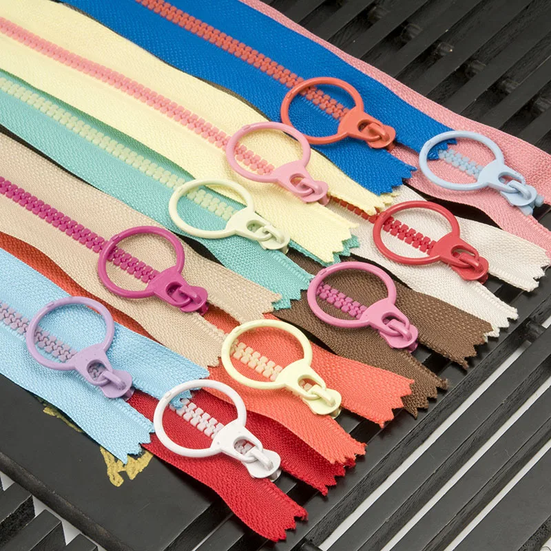 5Pcs 15-35cm 3# Resin Zippers Lifting Ring Quoit Zipper DIY Handmade Accessory Sewing Craft Bag Garment Material Zippers