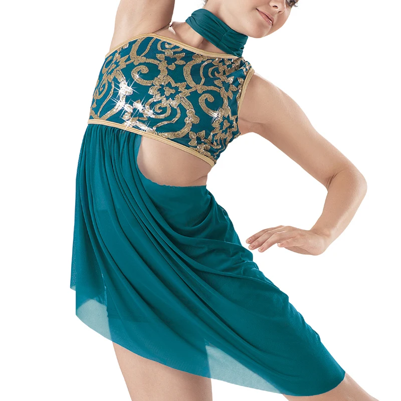 3 Piece Modern Dance Outfits Ballet Contemporary Stage Dress Lyrical Performance Costumes  Adult