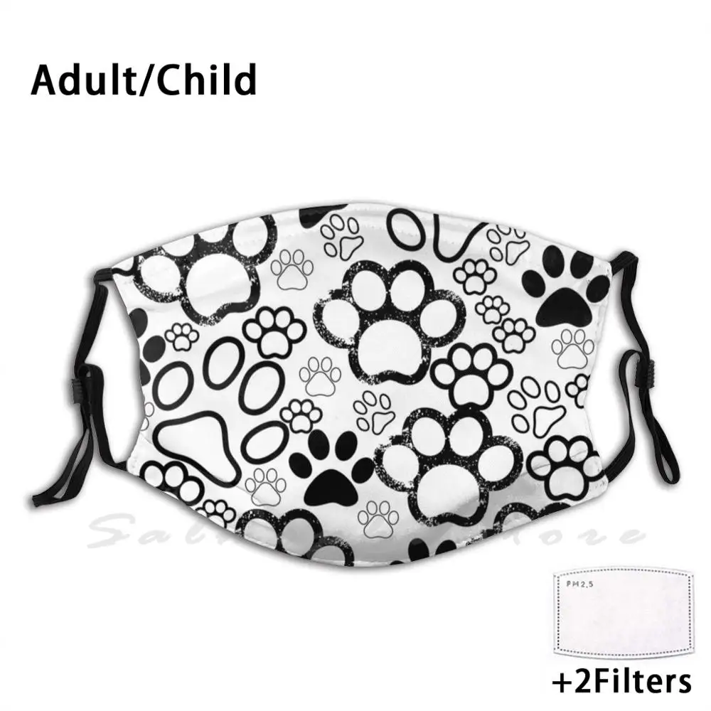 Paws Collage Adult Kids Anti Dust Filter Diy Mask Dogs Dog Labrador French Bulldog Poodle Chihuahua Retriever Pomeranian