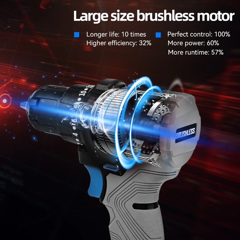 Brushless Electric Drill 20V 45NM Cordless Drill Mini Driver Electric Power Tools Repair Screwdriver 5pcs Bit by PROSTORMER