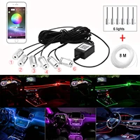 Kit de lámpara de decoración ambiental para coche, 4/5/6 en 1, RGB, neón, Bluetooth, Control por aplicación, cigarrillo, USB, luz LED de ambiente Interior para coche, 12V