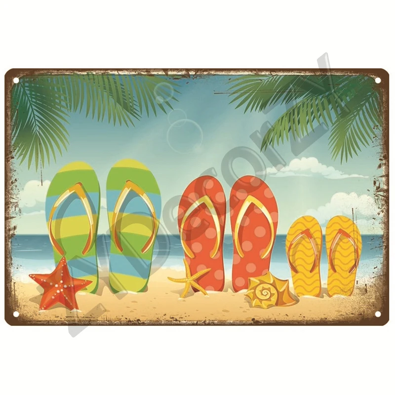 Hawaii Beach Blechschild Poster Vintage Wandposter Metallschild Dekorative Wandplatte Küchentafel Metall Vintage Dekor Zubehör – Detail 23