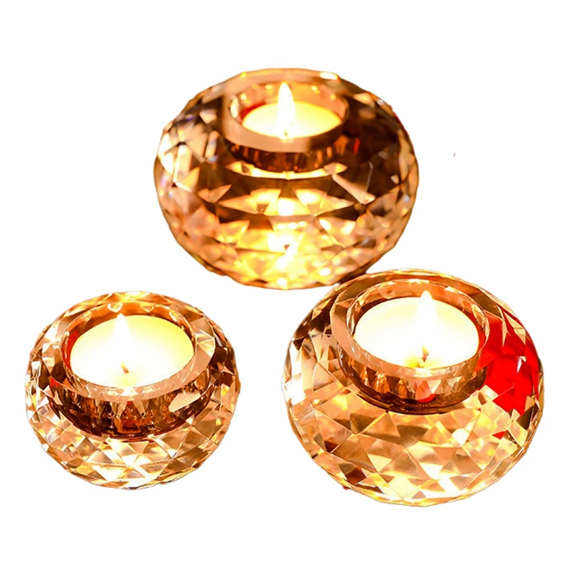 

Europe Style Round Glass Candle Holder Wedding Candlestick Fine Transparent Crystal Glass Candlestick Dining Home Decor