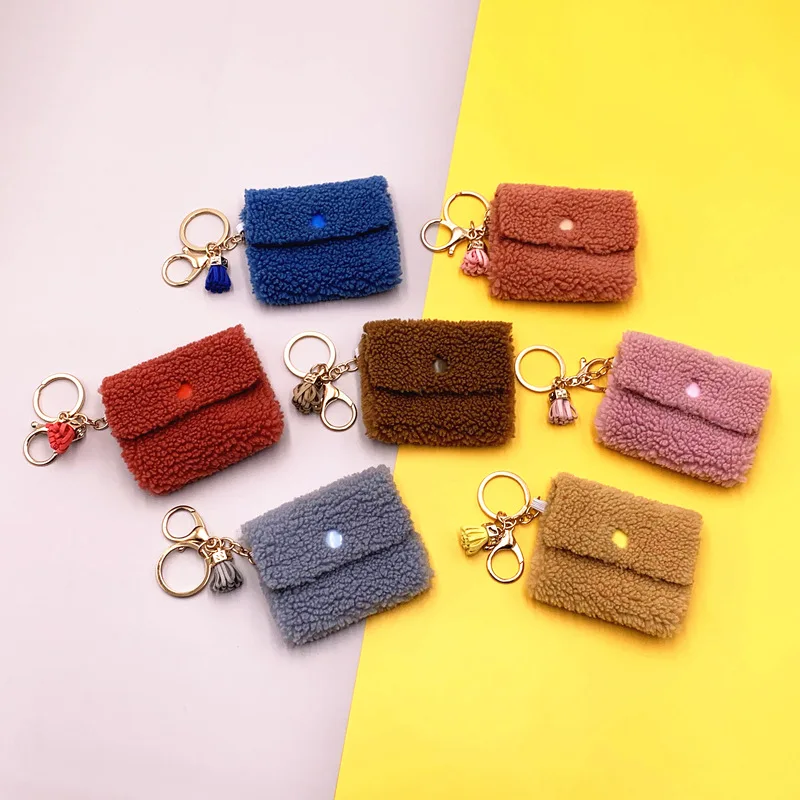 New Creative Coin Purse Keychain Female Cute Pendant Plush Storage Bag Key Bag Student Fruit Color Coin Bag K4181