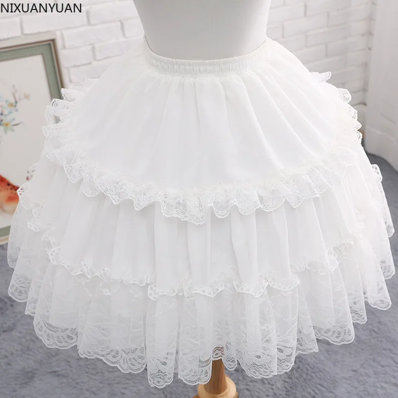 Wholesale Ball Gown Underskirt Short Dress Cosplay Petticoat Chiffon Lace Tow Bones Lolita Petticoat Ballet Rockabilly Crinoline