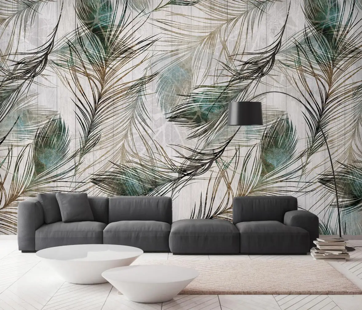 

Custom wallpaper mural background wall home decoration Peacock feather wings 3d wallpaper for living room home decor