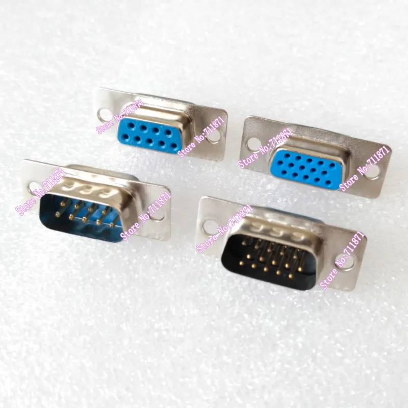 15Pin Male Female HDB15 D-Sub VGA Welded connector Adapter 9 needle hole 9Pin RS232 DB9 Welded Adapter connector 9P Welded joint