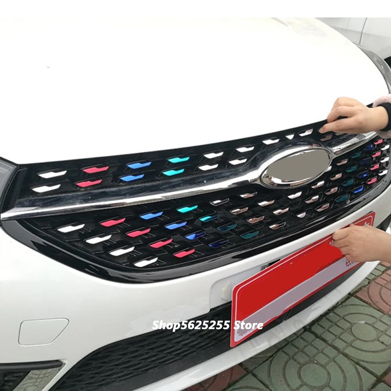 for Chery Tiggo 8 Accessories 2018 2019 2020 Front Grille Trim Garnish Cover Stickers Gypsophila Car Body Color Plastic Strip