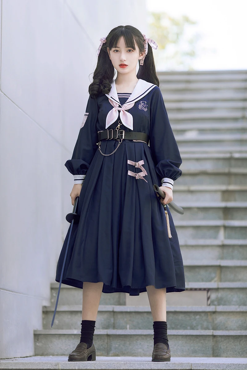 Nhật Bản Công Chúa Sweet Lolita Đầm Retro Thủy Thủ Cổ Áo Cao Cấp Victoria Đầm Kawaii Cô Gái Gothic Lolita Op Loli Cos