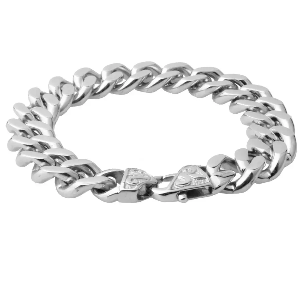 Men's 316L Stainless Steel Curb Cuban Link Chain Bracelet Jewelry 13/15mm 7-11inch