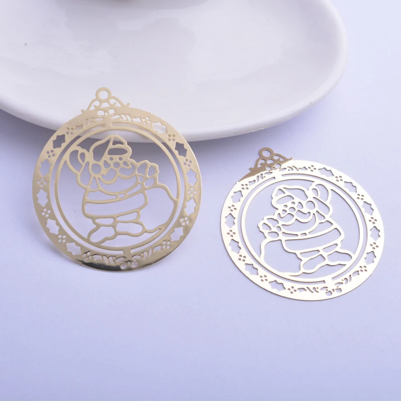30 Stück AB2923 42*48mm Große Runde Weihnachtsmann-Anhänger DIY Ohrringe Schmuck – Detail 3