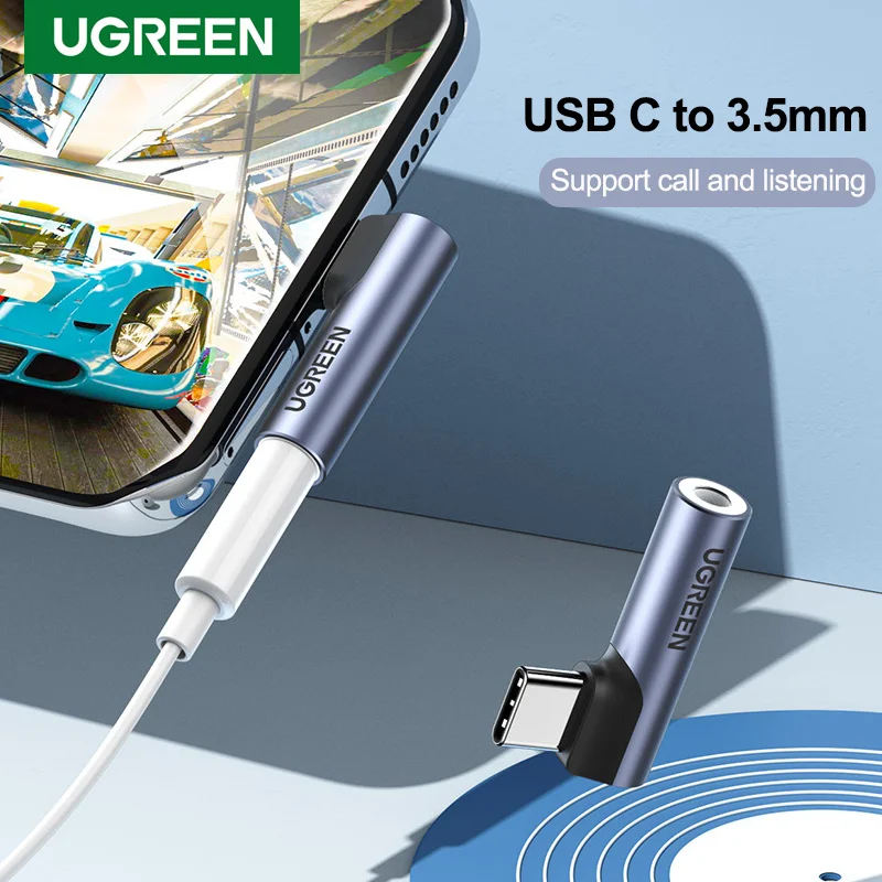 Ugreen USB C to 3.5mm Jack Adapter Aux Audio Cable Headphone Earphone Connector For Xiaomi Mi 11 Huawei P30 Pro Oneplus 8 Pro