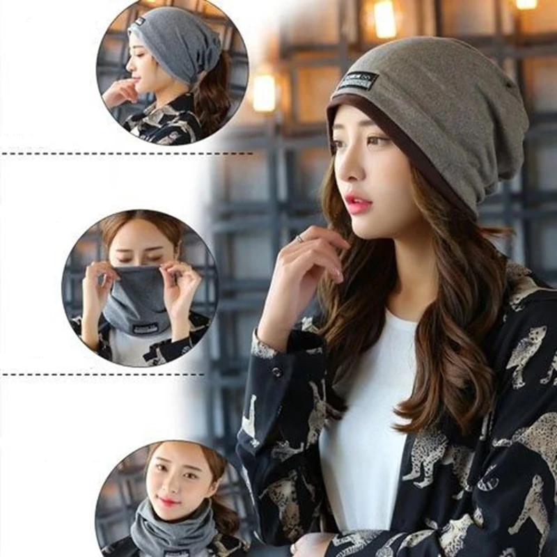 Multifunction Scarf Hat Winter Hat Women Black Beanie Hat