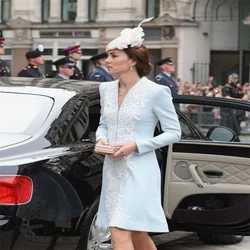 Elegante Kate Middleton Jurk Licht Hemelsblauw Moeder Van De Bruid Jurken Voor Bruiloften Outfit Custom Trouwfeest Jurk 2024