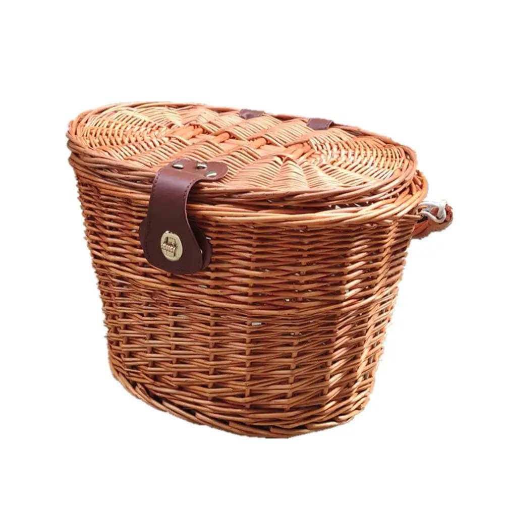 

Bicycle Woven Basket Natural Rattan-like Durable Waterproof Bike Saddle Bag Children Backpack Bicycle Bags Cycling Accessories