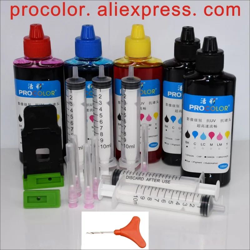 CISS Dye ink refill kits with tool for Canon Pixma MG3650 MG3650s MG 3650 MG2150 MG2250 MG3150 MG3250 inkjet cartridge printer