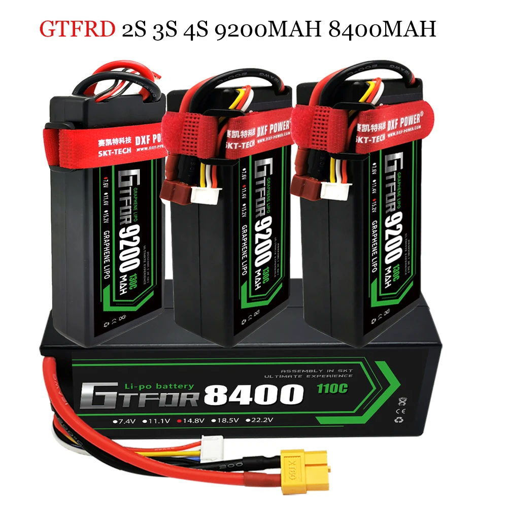 GTFDR Lipo Battery 2S 3S 4S HV 7.6V 11.4V 15.2V 9200mAh 11.1V 8400mAh for RC Car FPV Drone Helicopter Airplane Boat Truck Parts