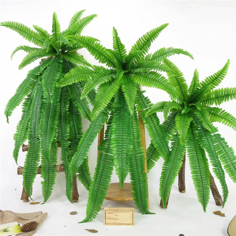 140cm 47 Heads Tropical Large Artificial Hanging Plants Fake Persian Leafs Silk Wall Plants False Fern Grass Vine For Home Decor