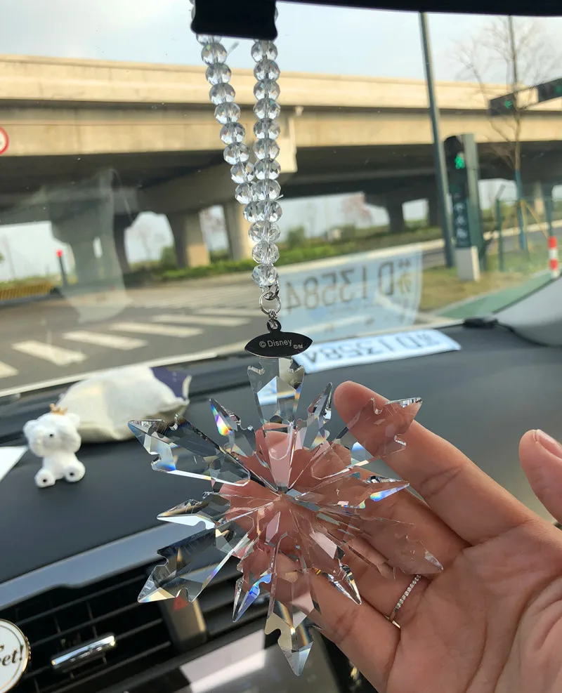 Car Pendant Austrian Crystal Snowflakes Decoration Ornaments Sun Catcher Snowflake Hanging Trim Christmas Gifts