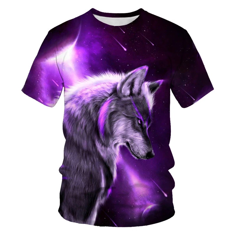 2023 Wolf T Shirt For Mens Animal Print Short Sleeve Top 3D Casual Street Man\'s T-shirt Oversized Tee Shirt Men Vintage Clothing