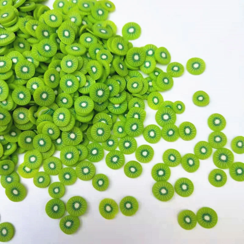 20g/lot 5mm Kiwi Fruit Slices Polymer Clay Plastic Klei Mud Particles For Card Making Tiny Cute DIY Crafts