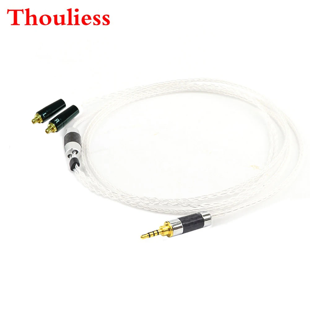 Thouliess HIFI DIY 2.5/3.5/4.4mm Balanced Single Crystal Silver Headphone Upgrade Cable for A-K-G N5005 N30 N40 Earphones