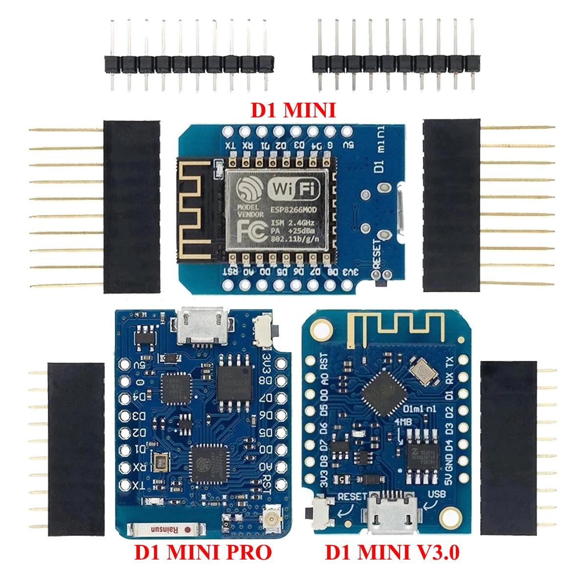 1PCS D1 Mini Pro V3.0 NodeMcu 4MB/16MB Bytes Lua WIFI Internet of Things Development Board Based ESP8266 CH340G Nodemcu V2