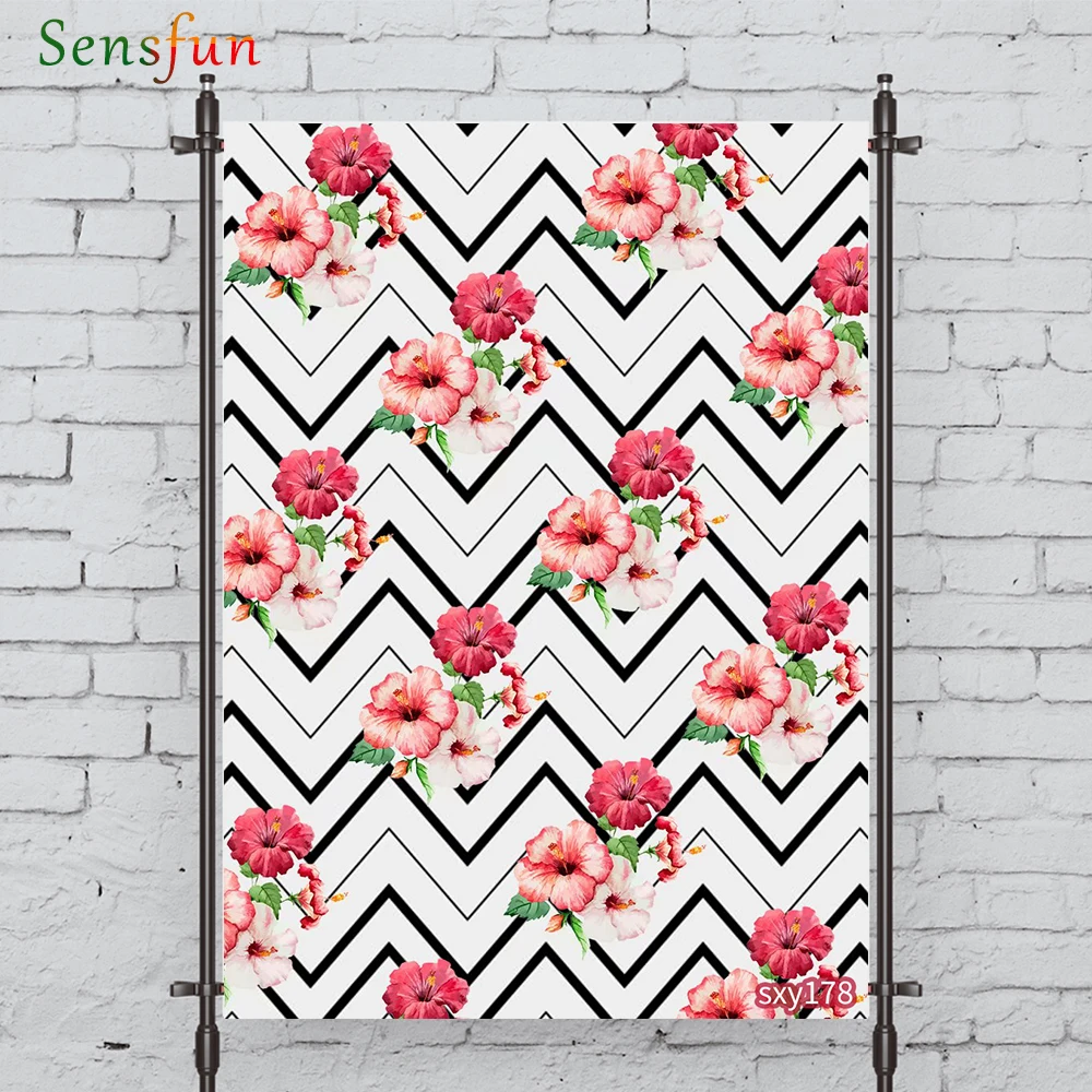 LEVOO Photography Backgroundflower Chevron Lattice Wallpaper Backdrop Photocall Photobooth Studio Shoot Fabric