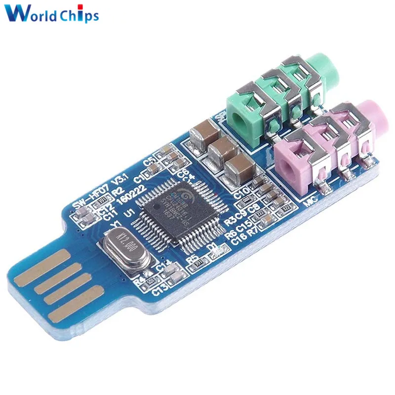 CM108 USB Sound Card Module Free Driver for Laptop Computer External Sound Card Chip Board with 3.5mm Microphone Jack