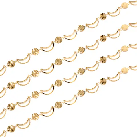1 Meter Stainles Steel Gold Handmade Heart Moon Star Link Chains for Women Necklace Bracelet Anklet Making Supplies