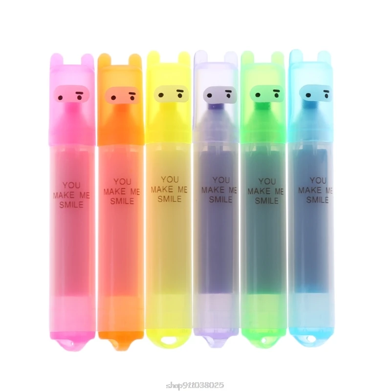 6x Koreanische Kreative Mini Highlighter Schöne Cartoon Kennzeichnung Stift Büro Schreibwaren F24 21 Dropship