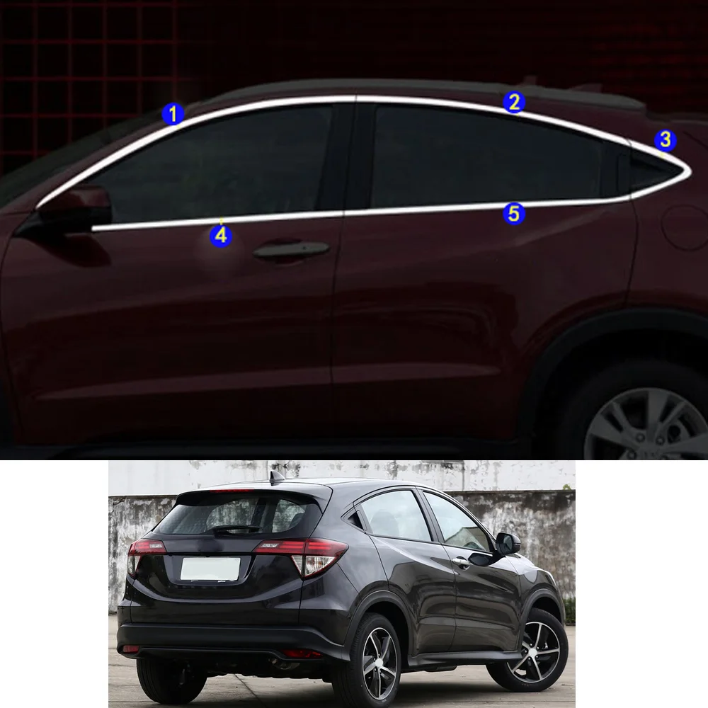 For Honda HR-V HRV XR-V Vezel 2014 2015 2016 2017 2018 2019 2020 2021 Sticker Garnish Pillar Window Middle Strip Trim Frame