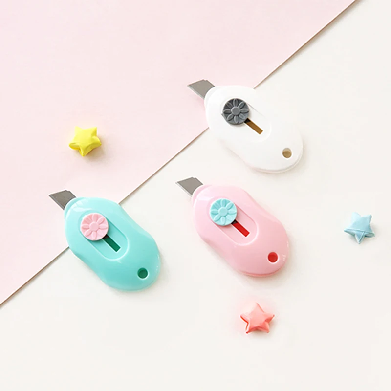 Cute Candy Color Mini Portable Utility Knife Paper Cutter Cutting Envelope Opener Office Stationery Student School Supplies