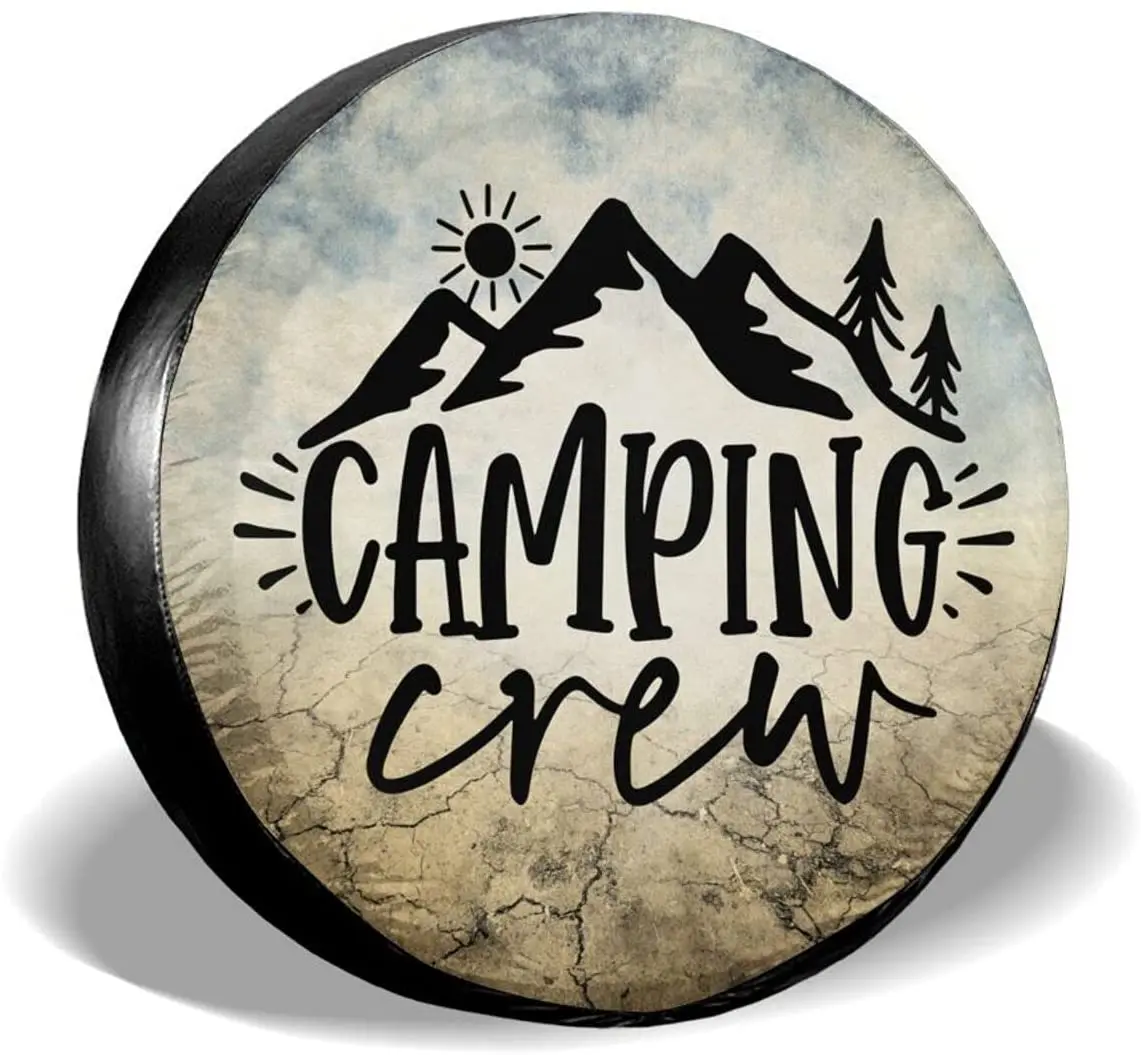 cozipink Camping Crew Hiking Gift Spare Tire COVER CAR Wheel Protectors Weatherproof Wheel COVER CARs Universal Fit for Trailer