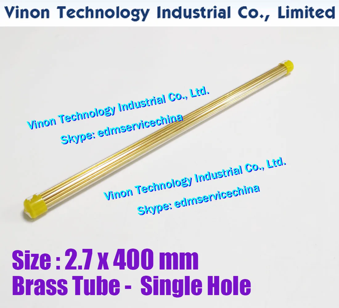 (25PCS/LOT) 2.7x400MM EDM Brass Tube Single Hole, Brass EDM Tubing Electrode Tube Single Channel, Diameter 2.7mm, 400mm Long