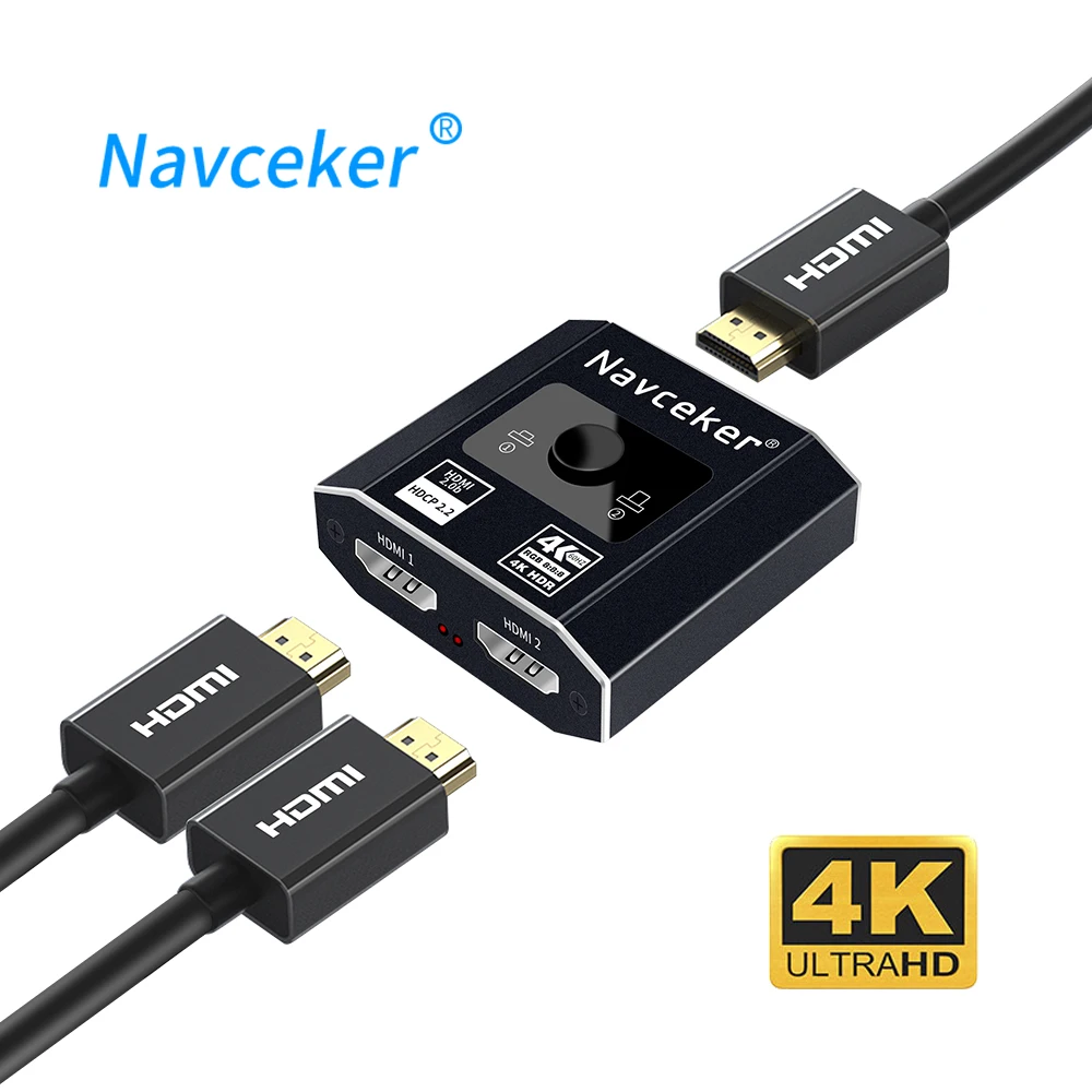 Navceker HDMI 2.1 Splitter Switch 8K 60Hz 4K 120Hz 2 in 1 out for TV Xiaomi Xbox SeriesX PS5HDMI Cable Monitor HDMI 2.1 Switcher