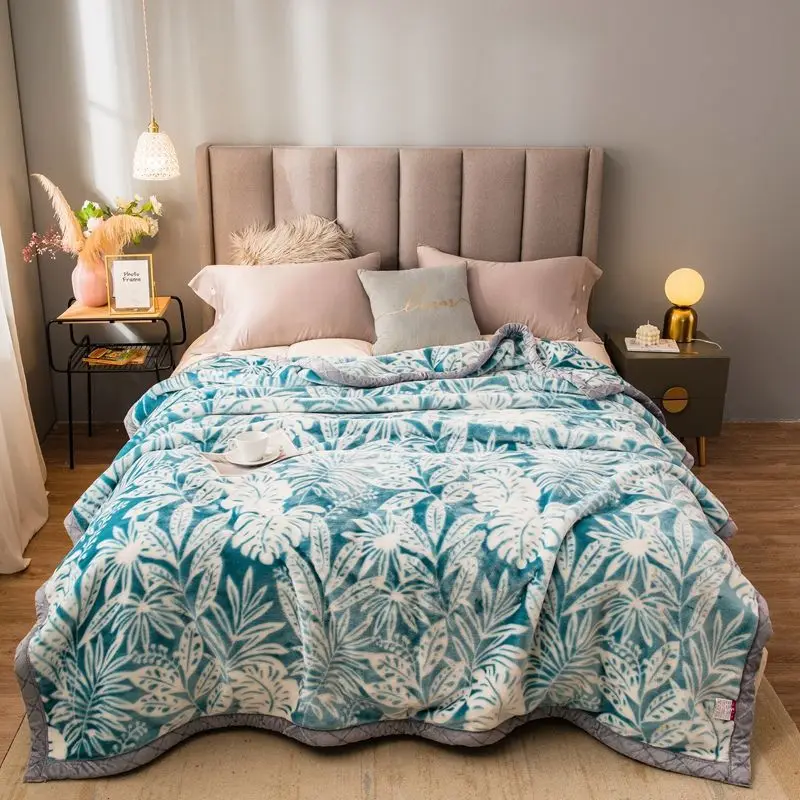 Raschel Blanket Quilt Duvets Double-layer Thick Winter Warm Coral Fleece Blanket Mattress Dormitory Single Double Blanket Throw