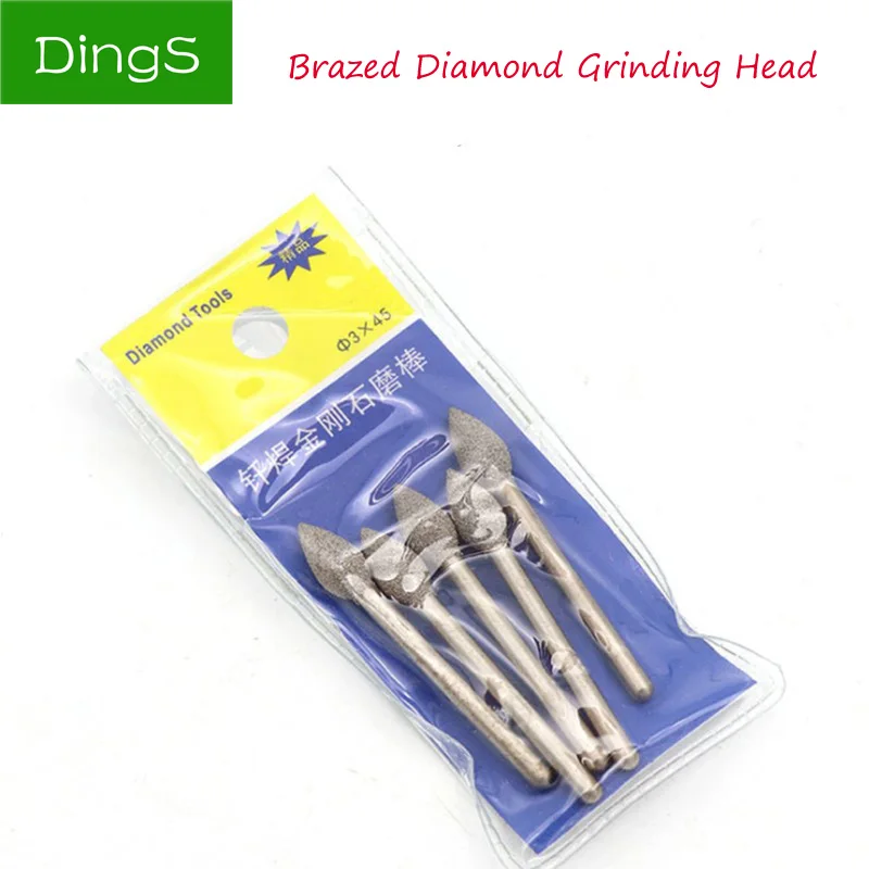 

5pcs 3mm Shank Olive Shape Brazed Diamond Grinding Head Set Burrs Carving Peeling Bits T For Jade Stone Glass Metal Ceramic Mill