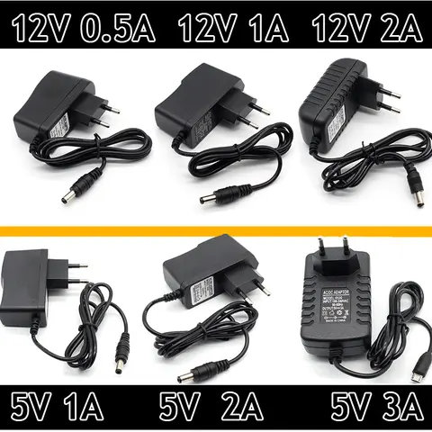 100-240V AC-DC 전원 어댑터 공급 충전기 어댑터 5V 12V 1A 2A 3A 0.5A EU 플러그 Arduino 용 5.5mm x 2.5mm 플러그 마이크로 USB