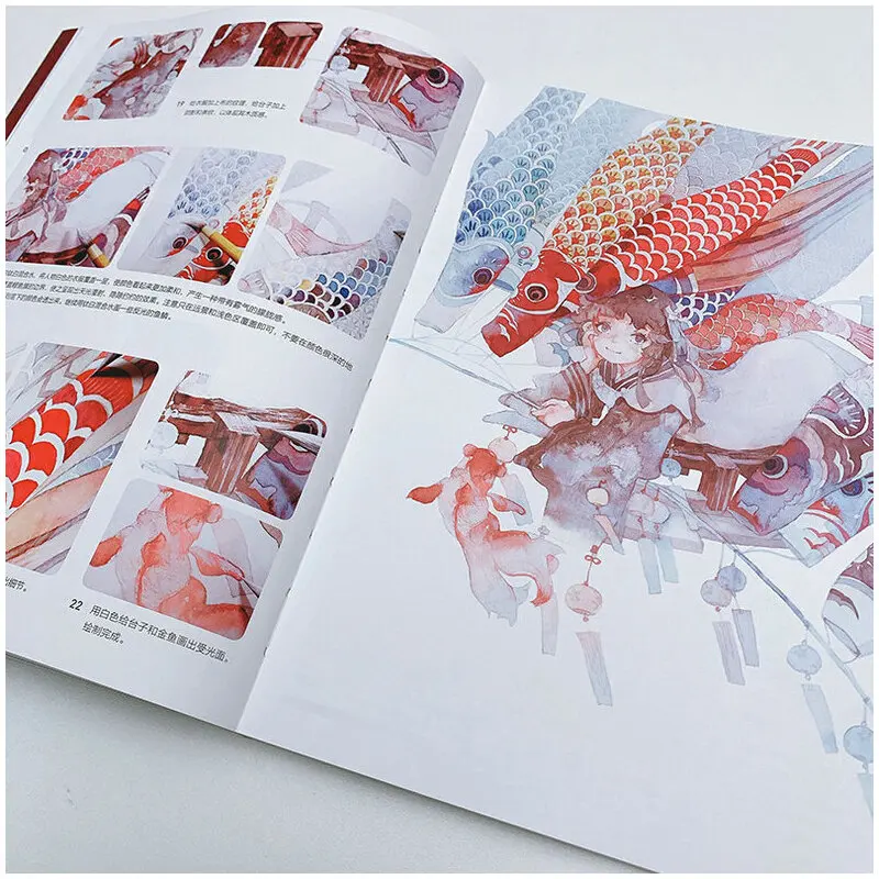 Wonderful Japanese Style Transparent Watercolor Tutorial Book Beautiful Girl Drawing illustration Set