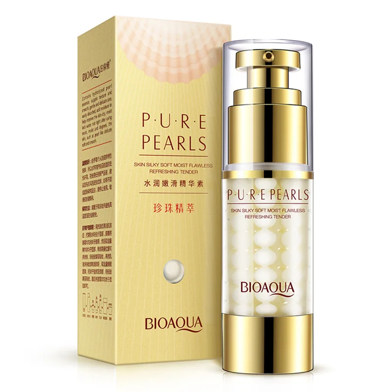 2PCS/lot BIOAQUA Pure Pearl Face Cream+Essence Hyaluronic Acid Deep Moisturizing Anti Wrinkle Whitening Skin Care Facial Set