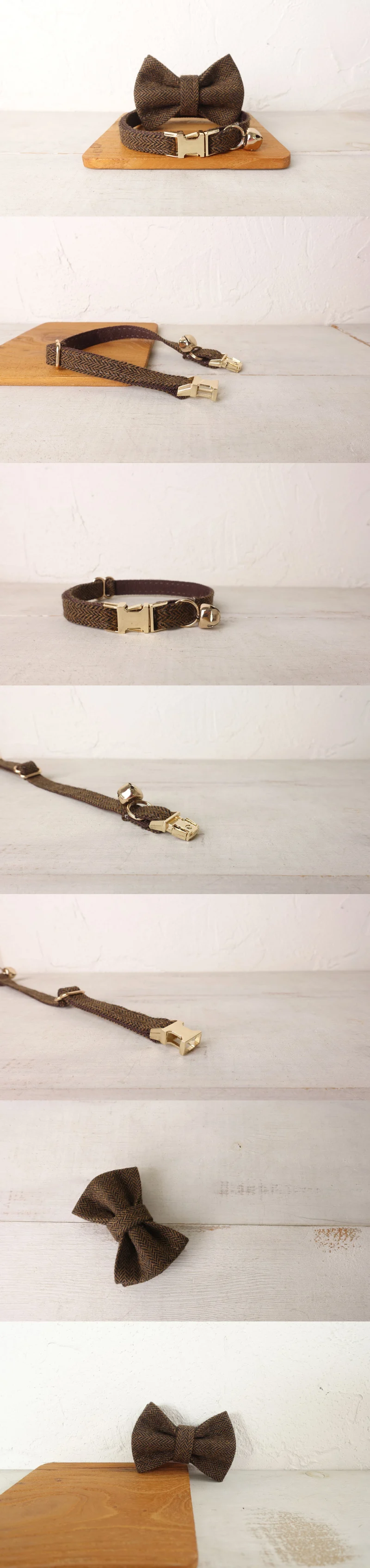 Cat Collar with Bell Bow Personalized Engraving Nameplate Kitten Collars Cat Necklace Customized Small Dogs Chihuahua Yorshire