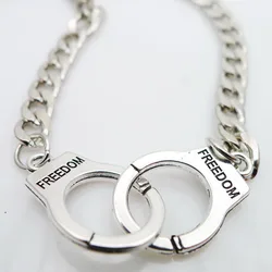 Trendy Stainless Steel Necklace Alloy Men's Handcuffs Punk Style Jumping Di Hip Hop Simple Net Red Sweater Chain